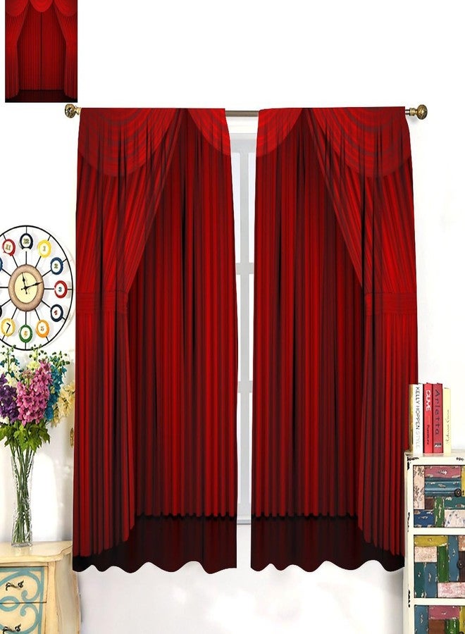 AAVEUP Movie Theater Curtains for Bedroom,Red Vintage Elegant Theater Red Curtain Showtime Window Drapes Print for Boys Girls Screening Room Living Room Bathroom 42x45in（No Blackout） - Image 3